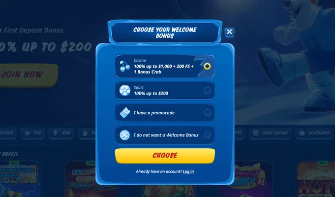 SGCasino registration page screenshot